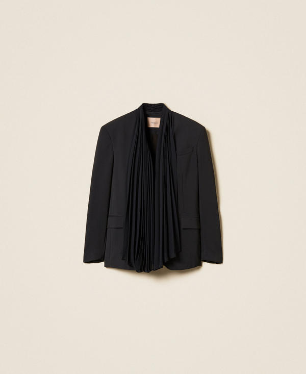 Cr&ecirc;pe jacket with pleated sash