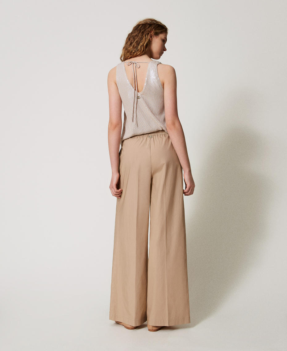Pantalon palazzo en popeline Beige &laquo;&nbsp;Rope&nbsp;&raquo; Femme 251TT2120_12145_03