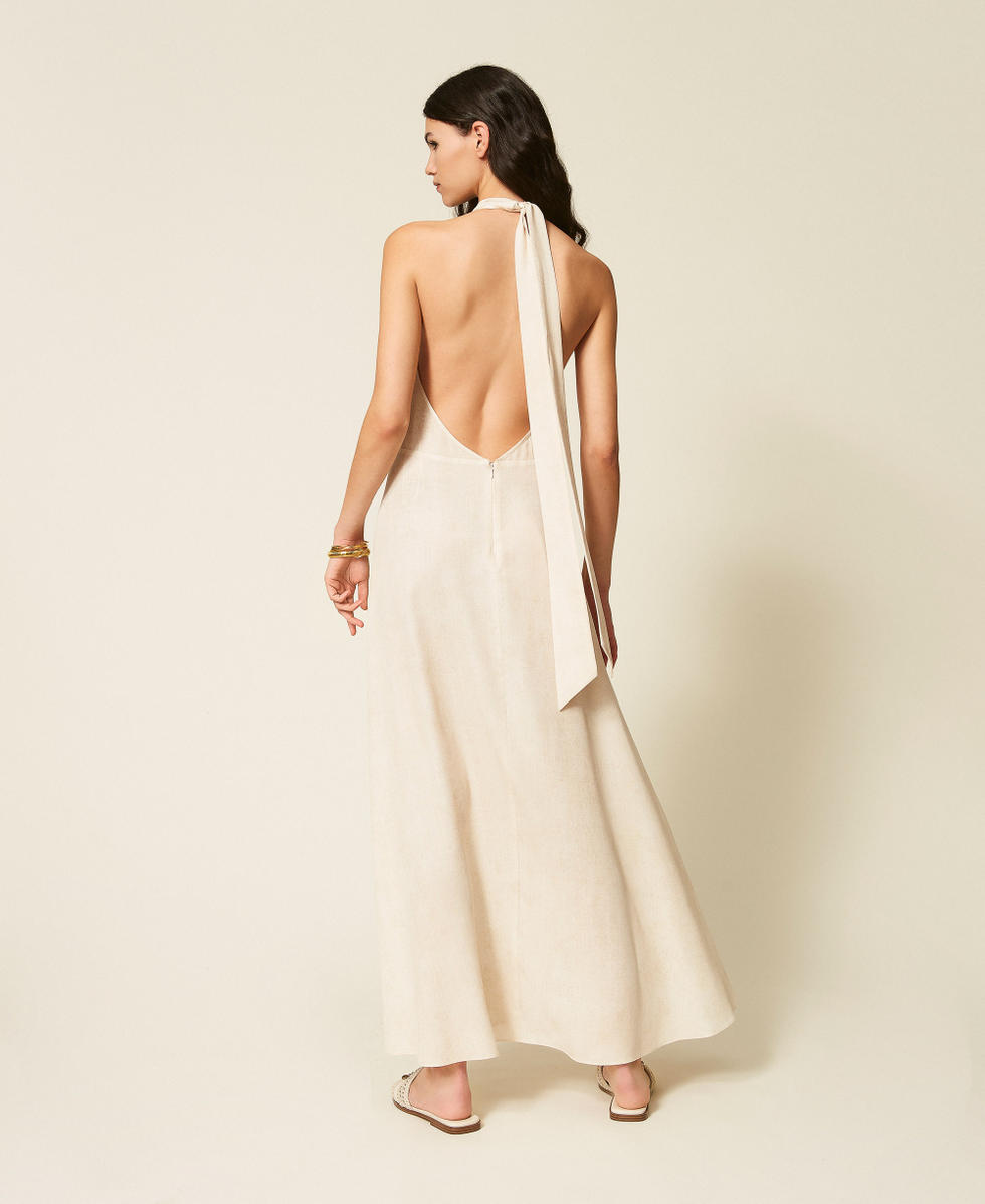 Vestido largo halter con estampado Burn Wash Printed Beige &laquo;Safari&raquo; Mujer 261AT2134_13461_03