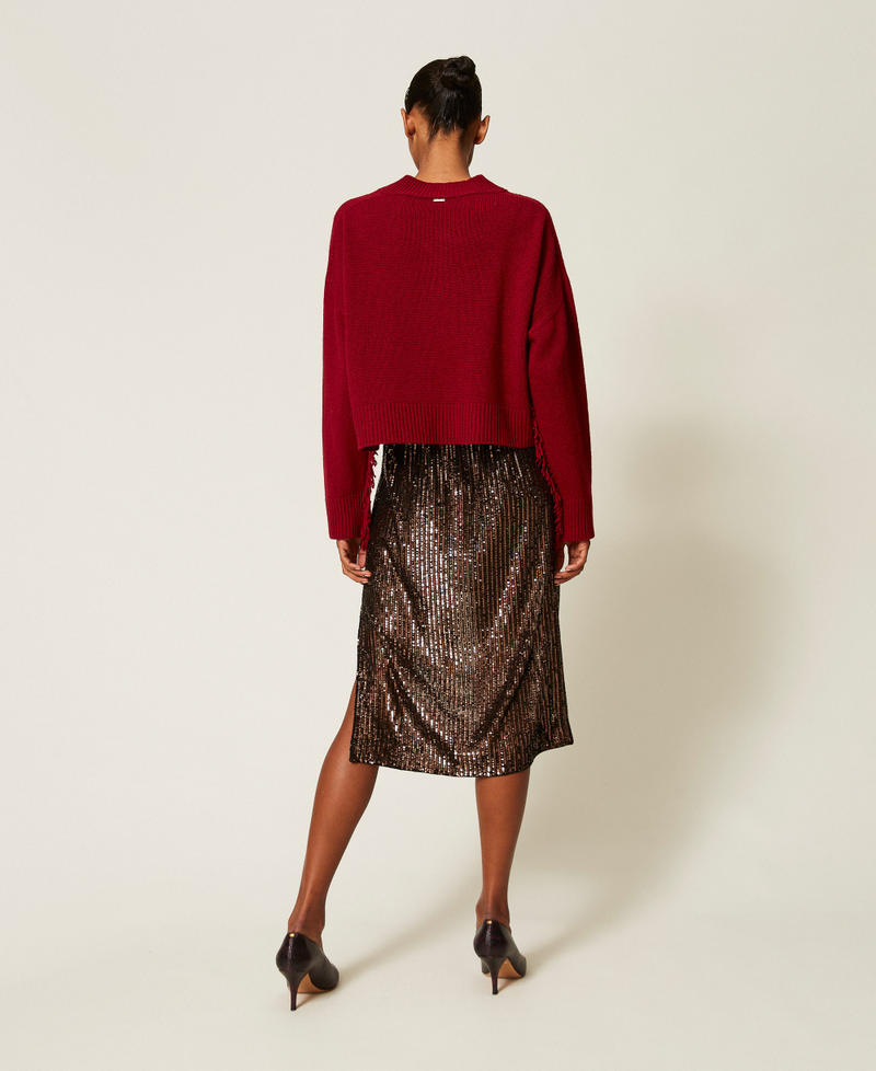 Sequin midi skirt Brown Sequin Stripes Woman 262TT2142_14171_03