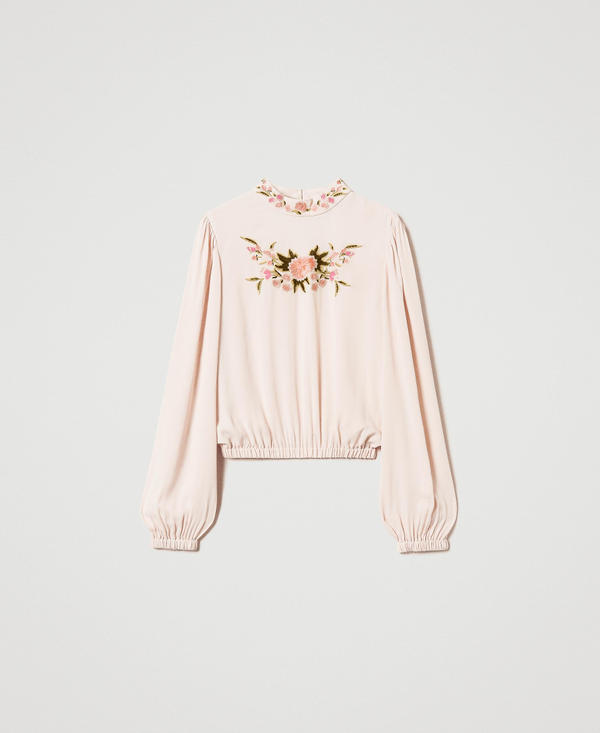 Blusa con ricamo floreale
