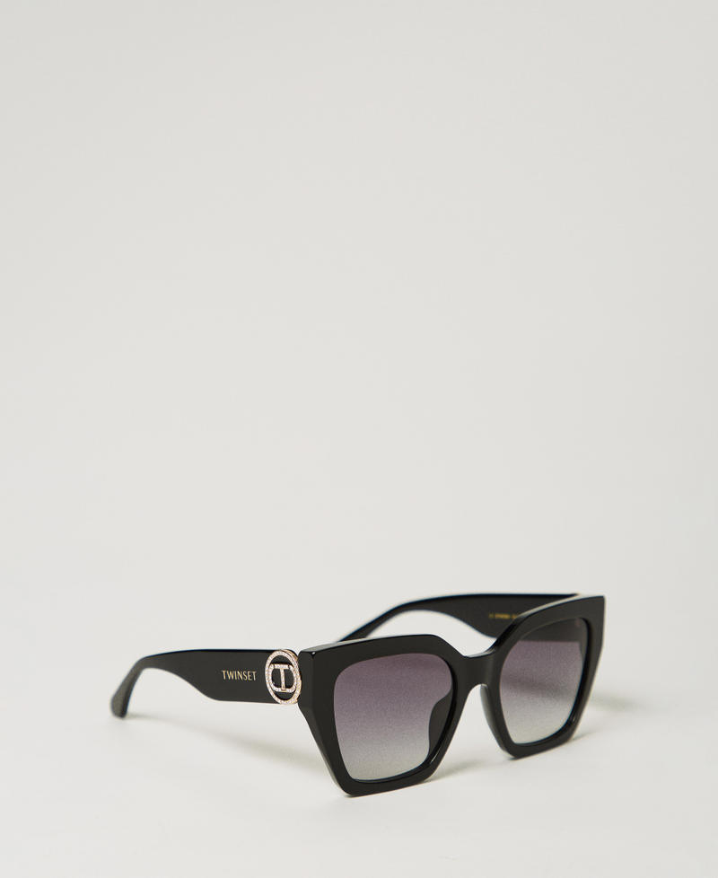 Oversized square sunglasses Shiny Black Woman 999TZ5059_11240_02