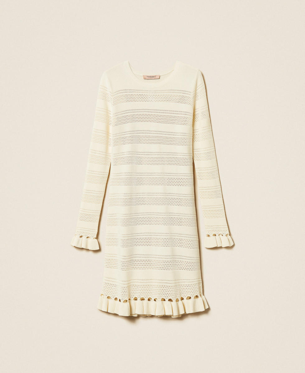 Short knit dress with ruffles