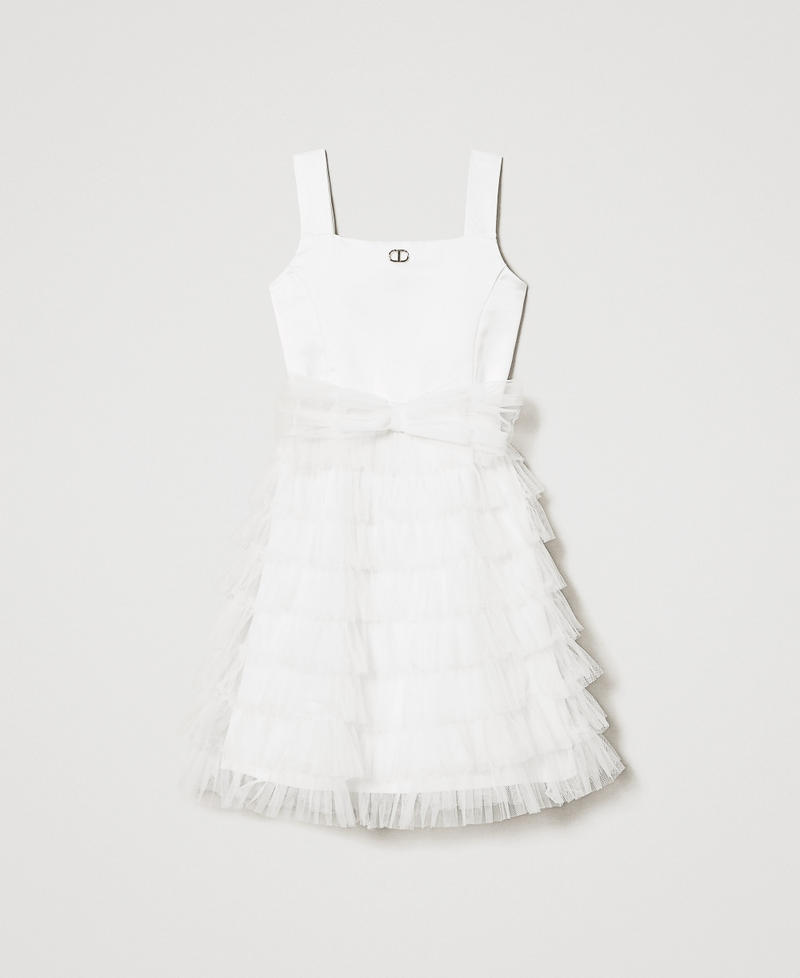 Duchesse and tulle short dress "Ice" White Girl 251GJ2QS0_00808_0S
