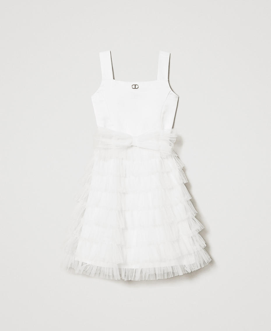 Duchesse and tulle short dress "Ice" White Girl 251GJ2QS0_00808_S0