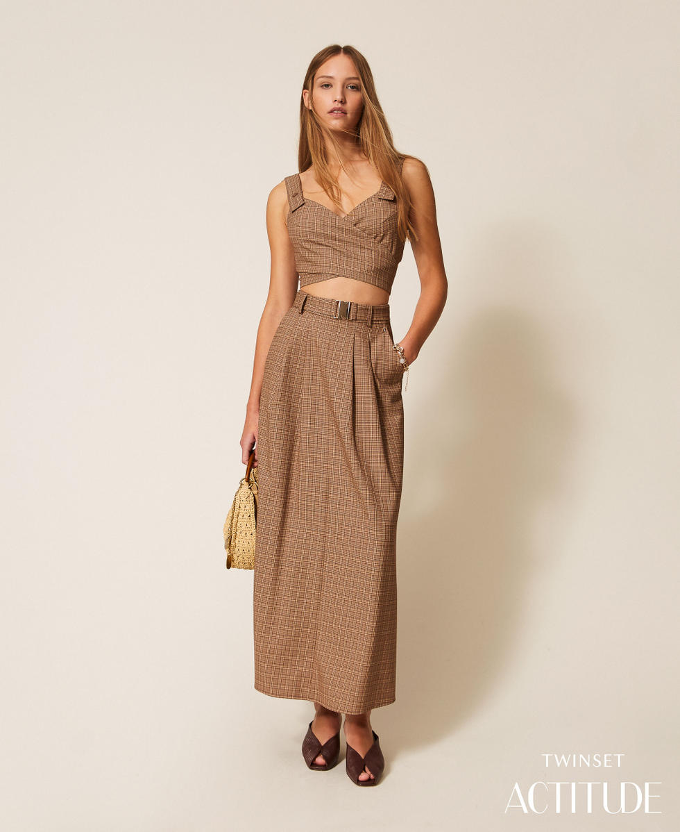 Long glen plaid skirt