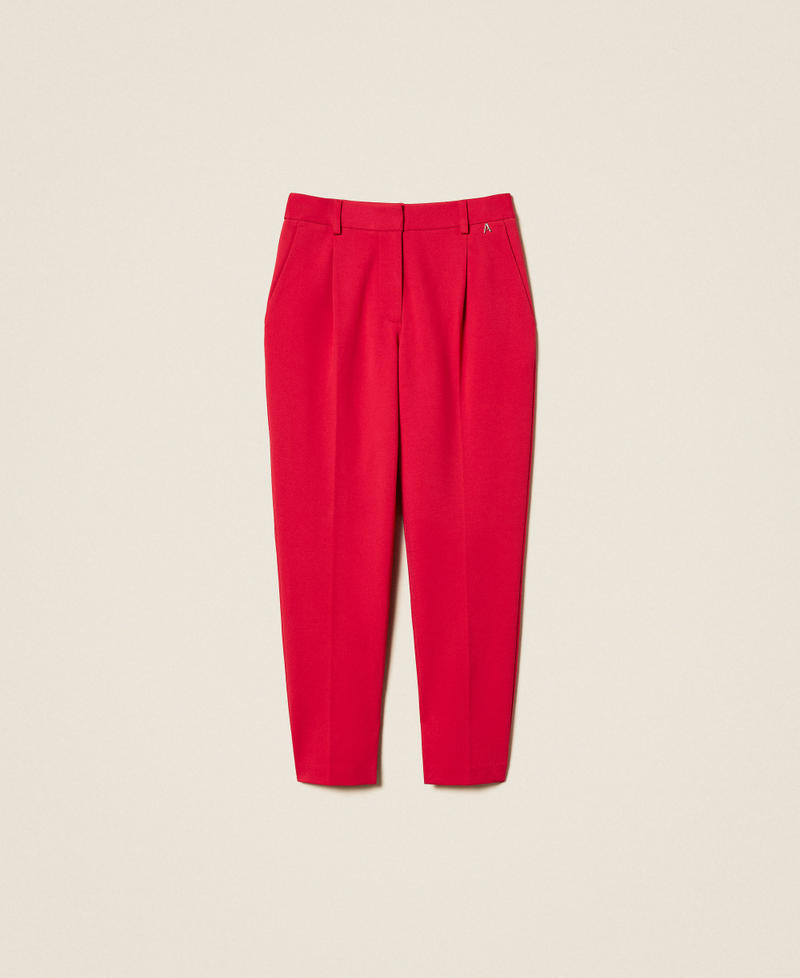 Cigarette trousers with slits Magenta Red Woman 261AP2148_13160_S0