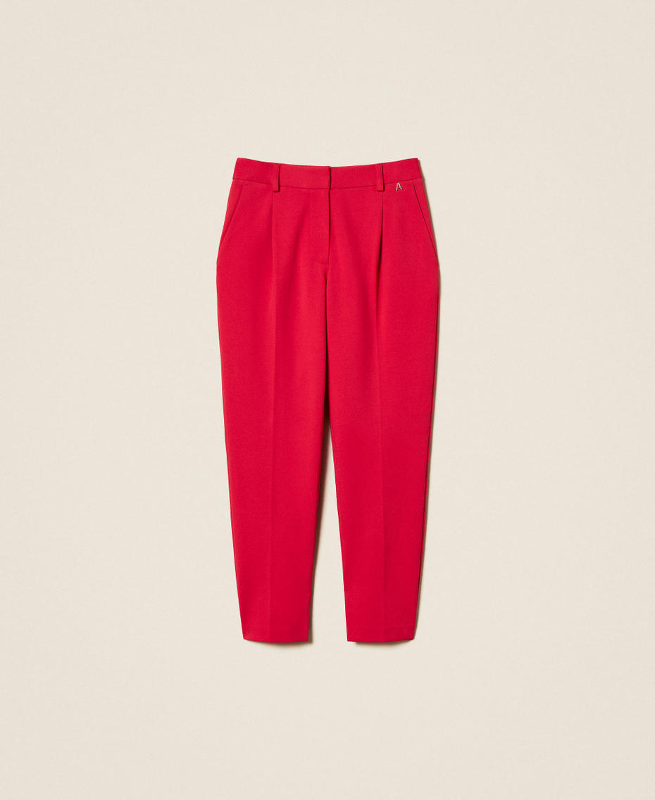 Cigarette trousers with slits Magenta Red Woman 261AP2148_13160_S0