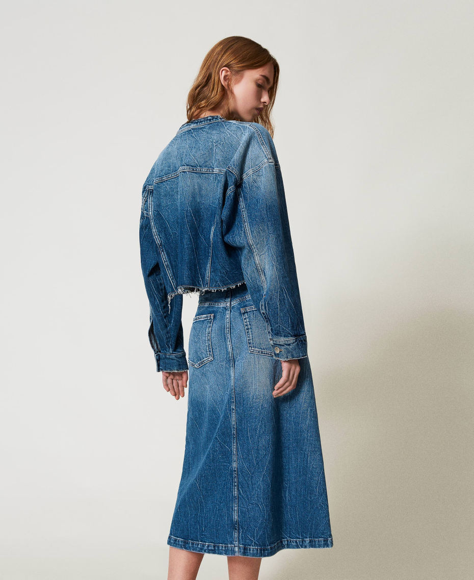 Midi-Jeansrock Helles Denim Frau 251AP2383_11453_02