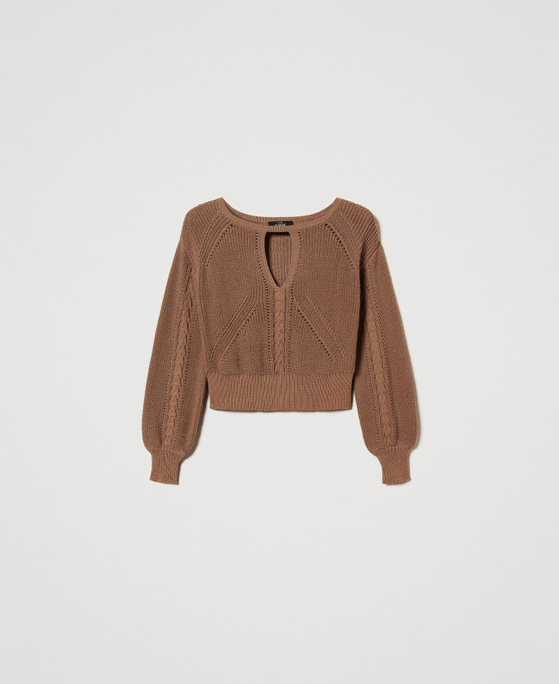 Cable knit jumper with cut-out