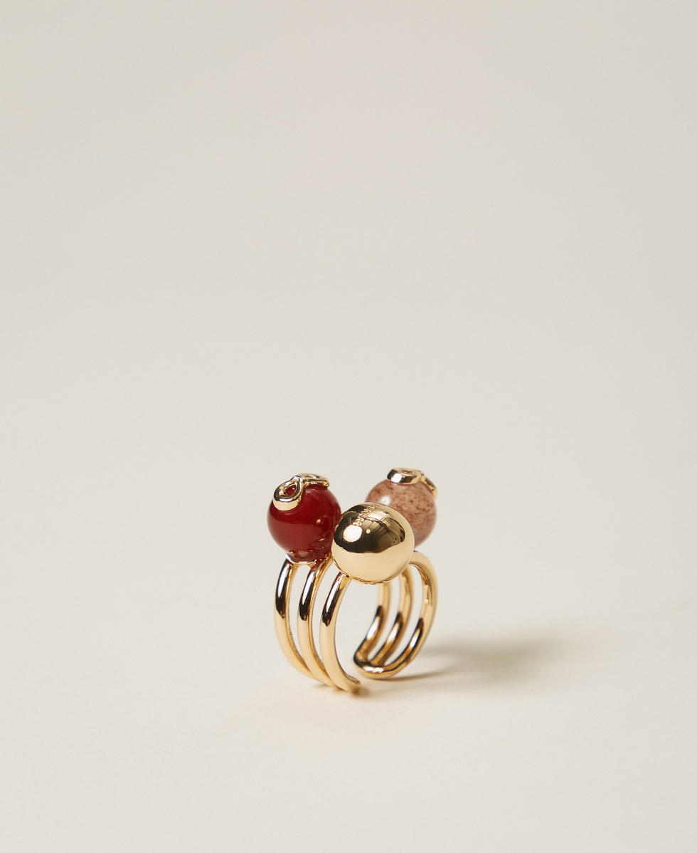 Bague avec pierres multicolores Bicolore Rouge &laquo;&nbsp;Indian Red&nbsp;&raquo;/Cachemire Rose Femme 261TO5023_13529_02