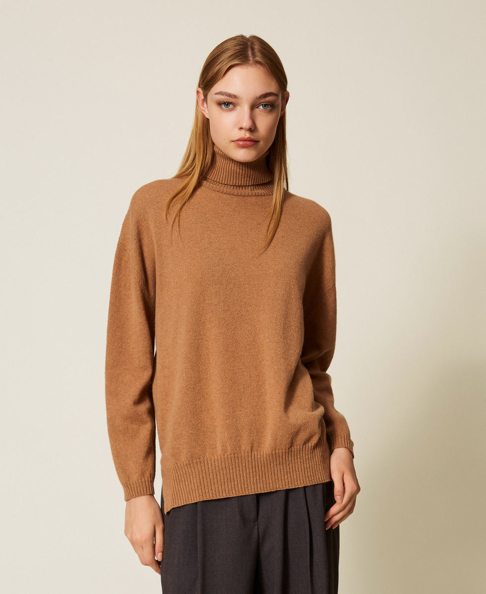 Jersey de cuello cisne de cachemira Marr&oacute;n &laquo;Alpaca&raquo; Claro Mujer 252TT3533_12926_02