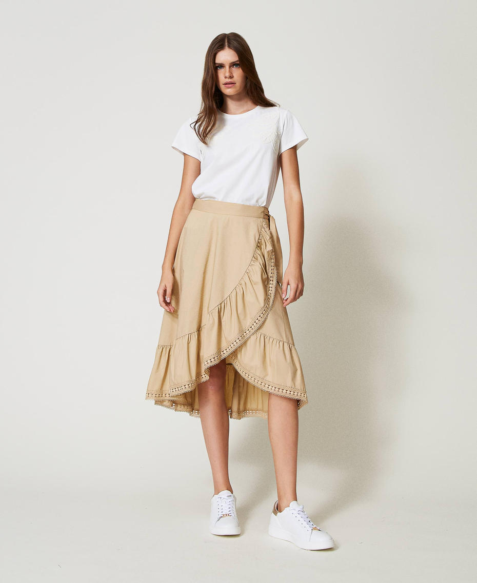 T-shirt con ricamo Cornely Madreperla Donna 251LB2FEE_00059_T0