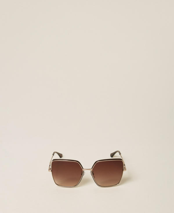 Square-shaped metal sunglasses