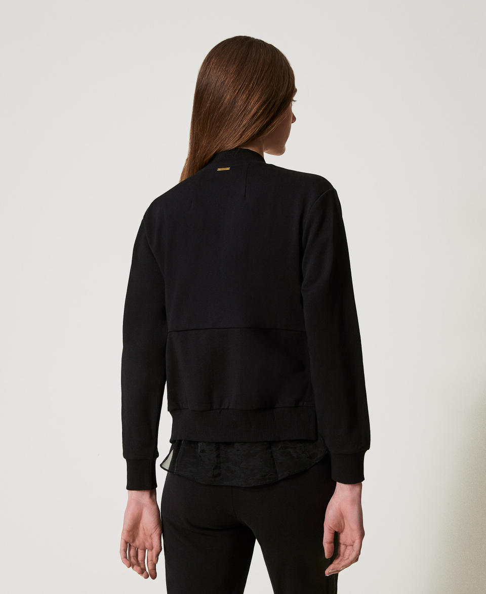 Sweatshirt with embroidery and organza insert Black Woman 251LL2HAA_00006_03