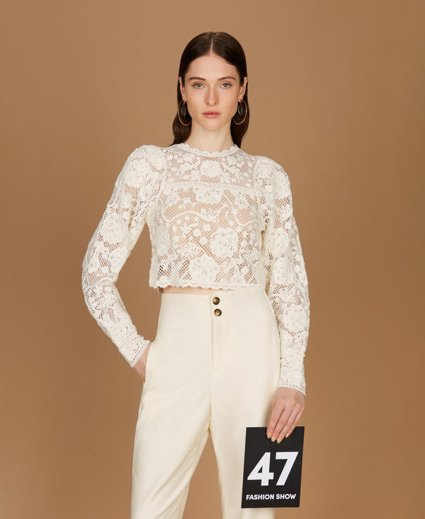 Wool blend crochet jumper