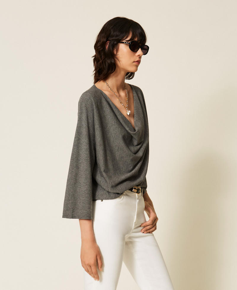 Dual-use maxi jumper Mid Grey Melange Woman 262TP3Q11_12838_02