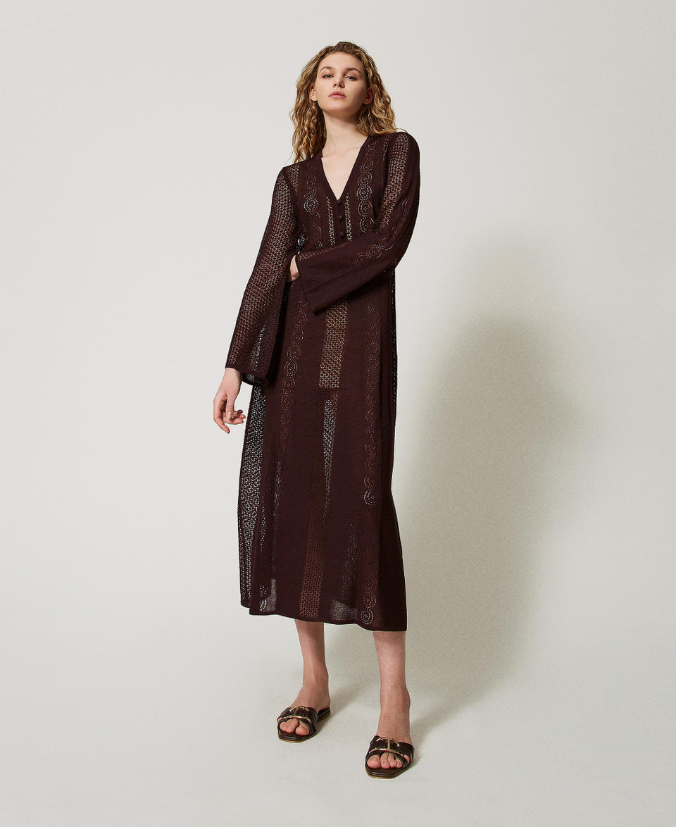 Long punched knit dress Coffee Woman 251TT3050_00203_01