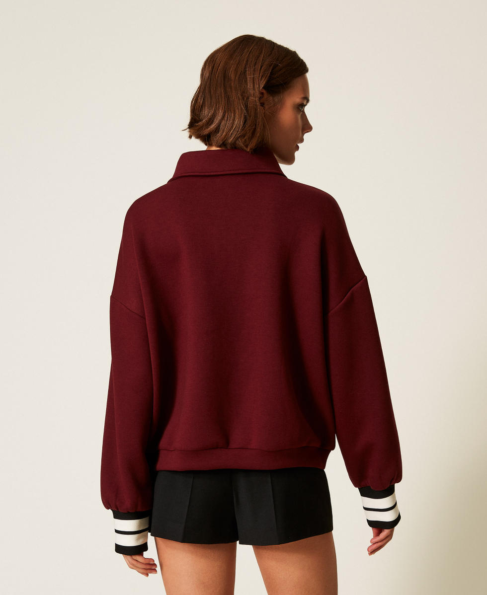 Scuba sweatshirt with brooch Red Wine Woman 252LL2GCC_12818_03