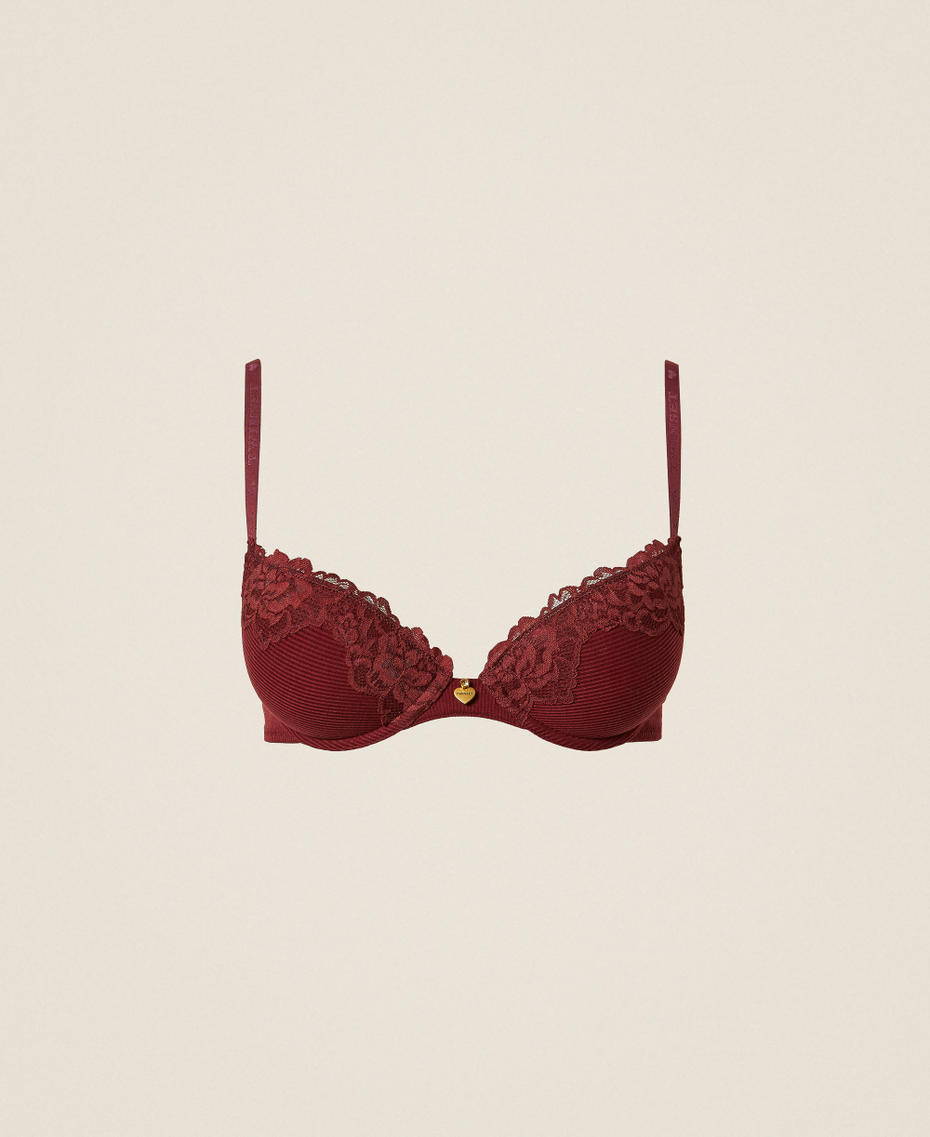 Reggiseno push-up a costine con pizzo Red Wine Donna 252LL6C44_12818_S0