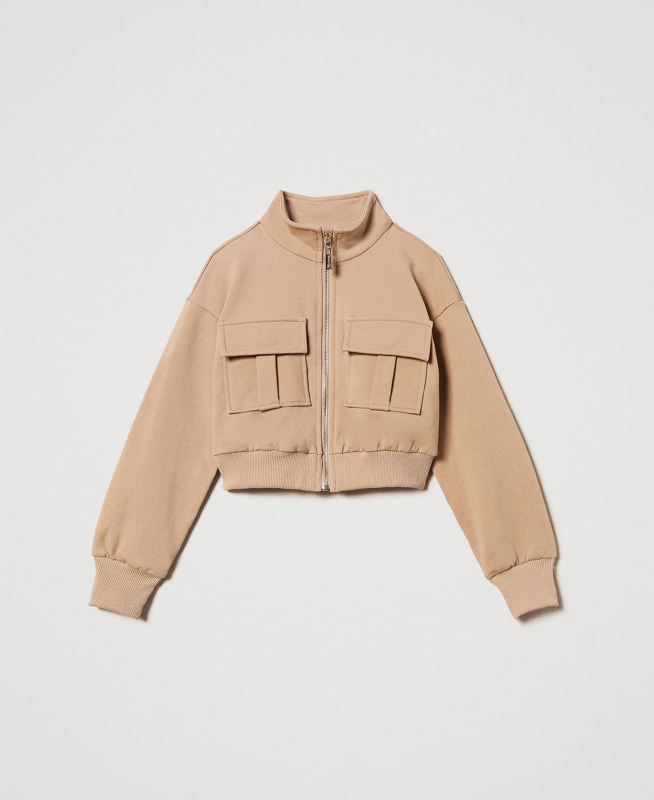 Bomberjacke aus Sweatstoff mit Taschen Beige Hanf Mädchen 251GJ2585_00310_0S