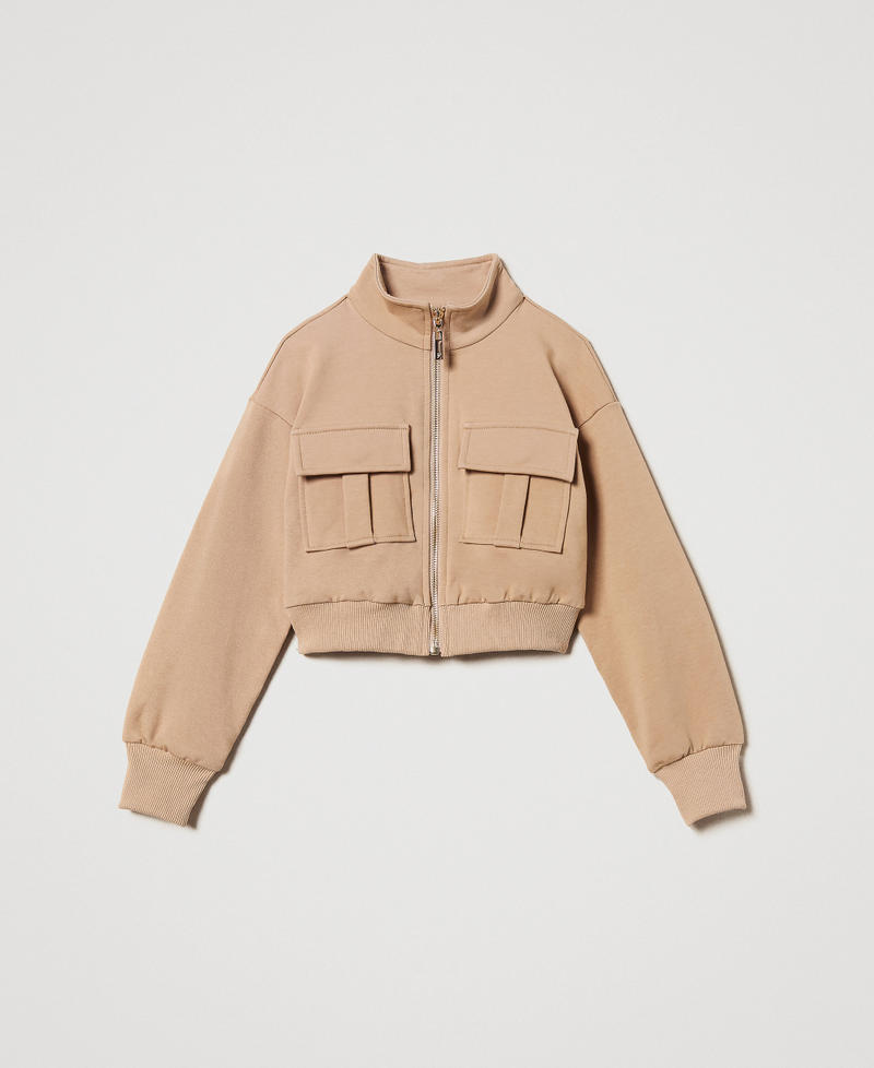 Bomberjacke aus Sweatstoff mit Taschen Beige Hanf Mädchen 251GJ2585_00310_0S
