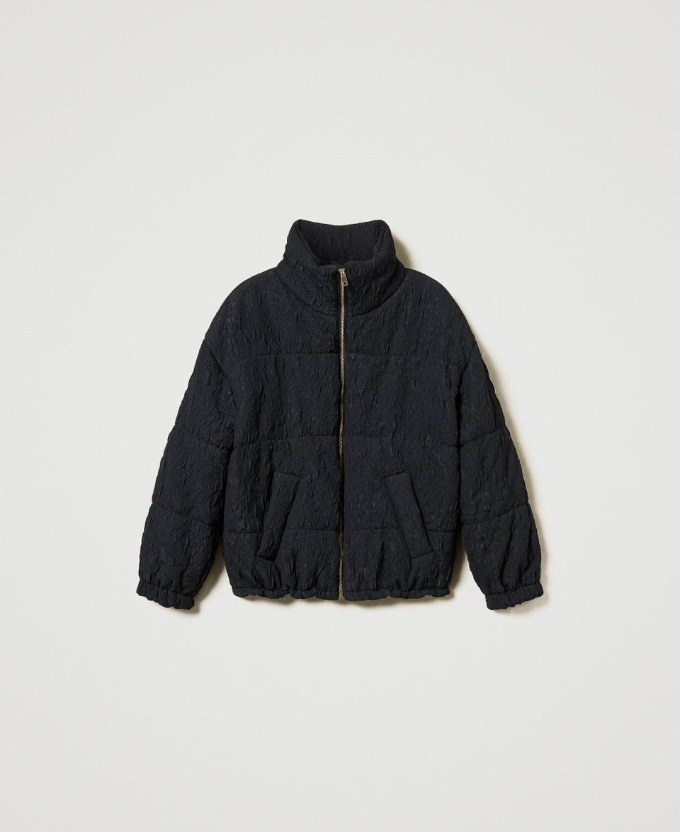 Embossed short puffer jacket Black Woman 242AT2023_00006_0S