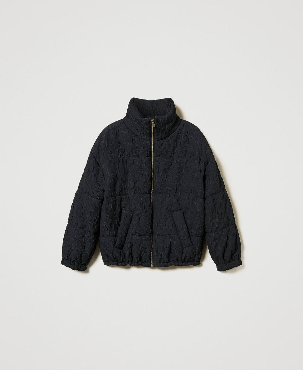 Embossed short puffer jacket Black Woman 242AT2023_00006_S0