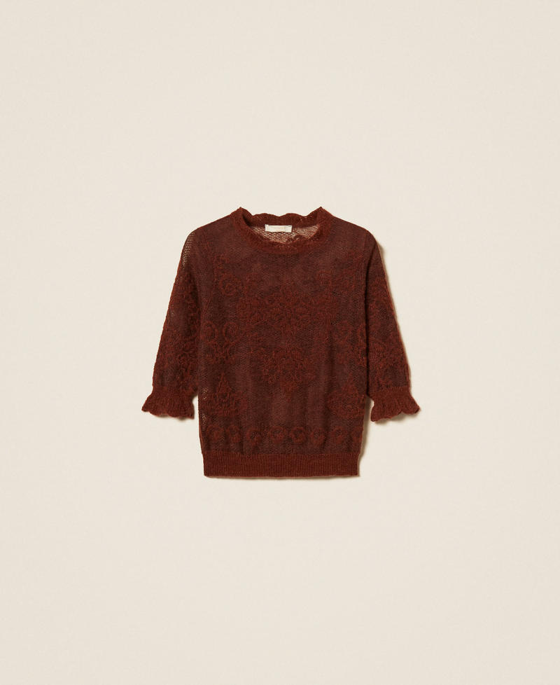 Jacquard alpaca blend jumper "Cherry Wood" Brown Woman 262TP3341_06501_S0