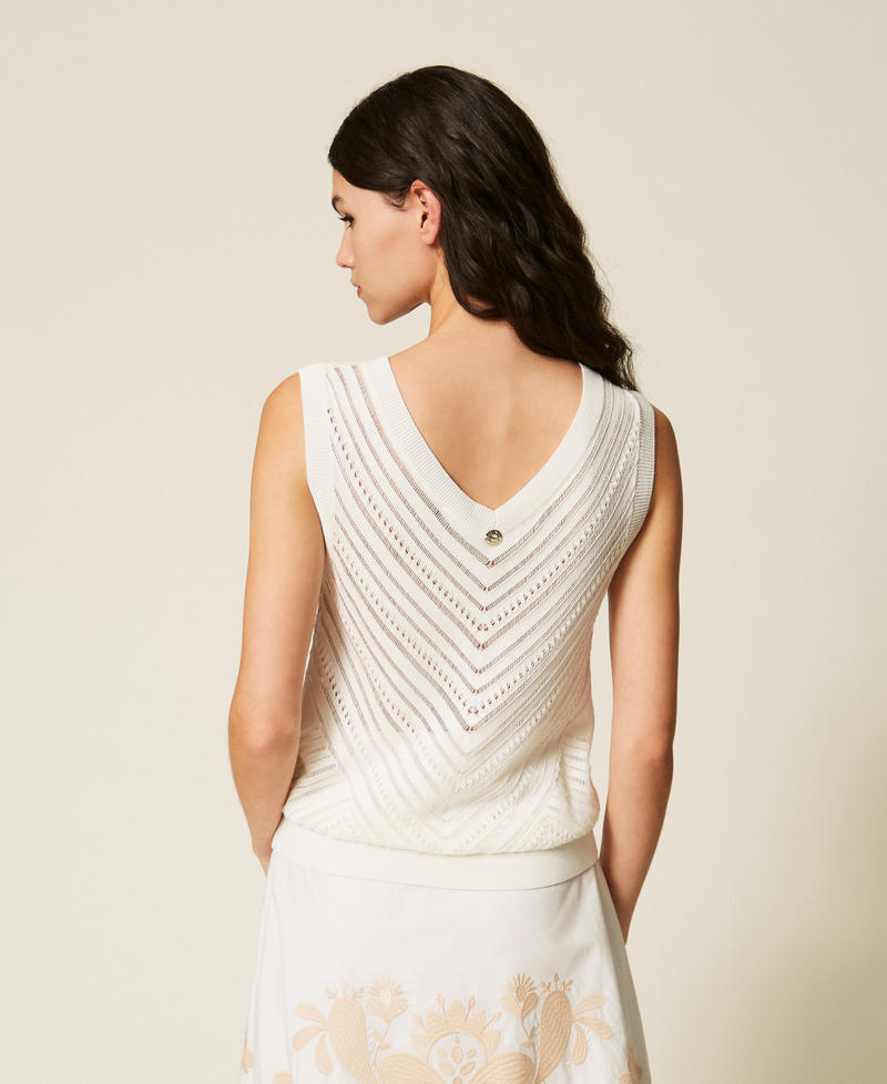 Chevron openwork knit top Off White Woman 261AT3041_00526_03