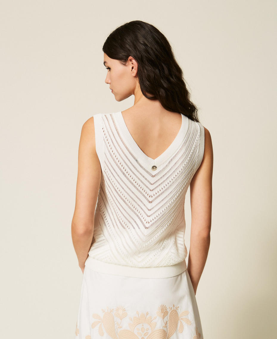 Chevron openwork knit top Off White Woman 261AT3041_00526_03