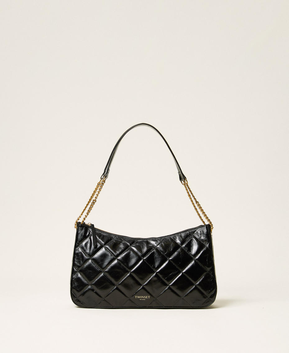 Gro&szlig;e Liliane Tasche aus gestepptem Leder Schwarz Frau 262TD8150_00006_01