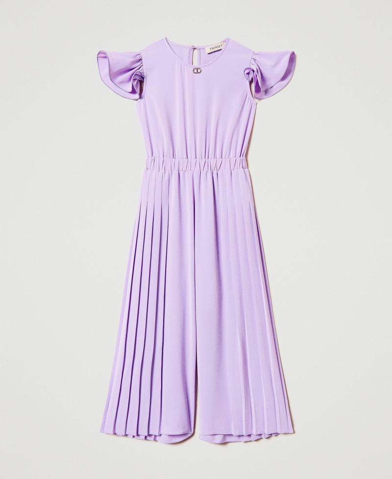 Pleated crêpe de Chine jumpsuit Pastel Violet Girl 251GJ2QQ4_11862_0S