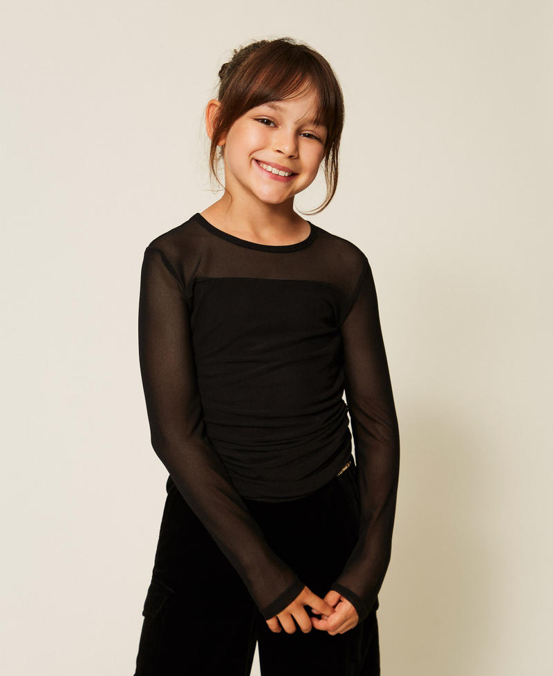 T-shirt en tulle avec fronce