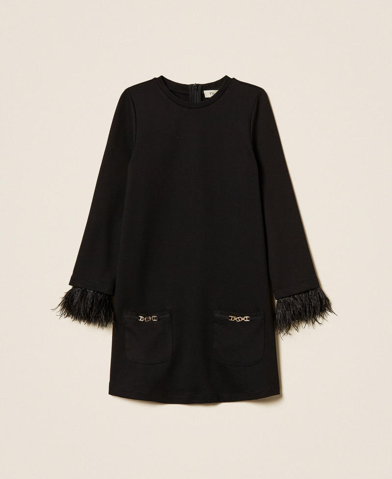 Short dress with pockets and feathers Black Girl 252GJ2111_00006_S0