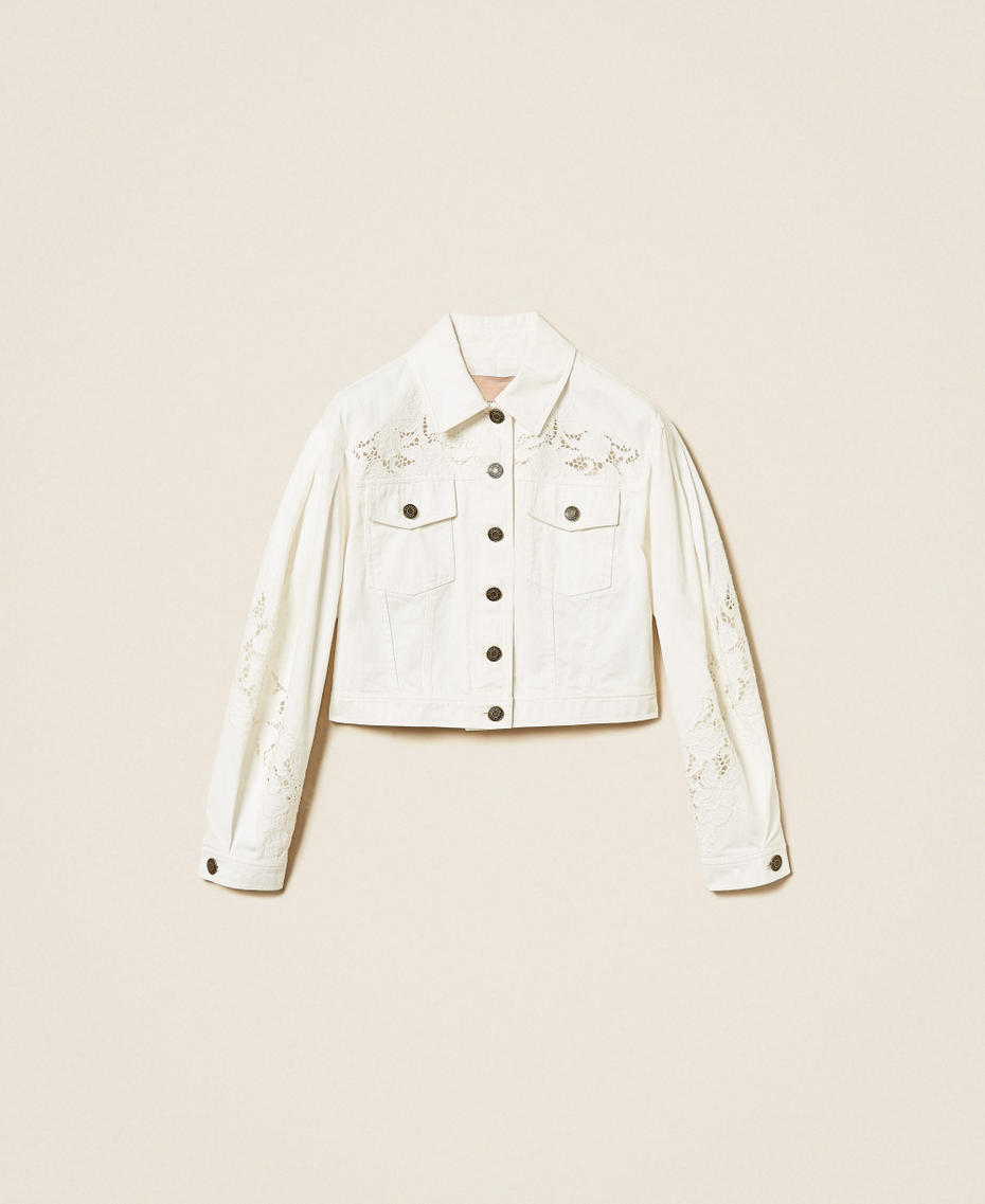 Bull denim jacket with embroidery White Snow Woman 261TT2460_00282_S0