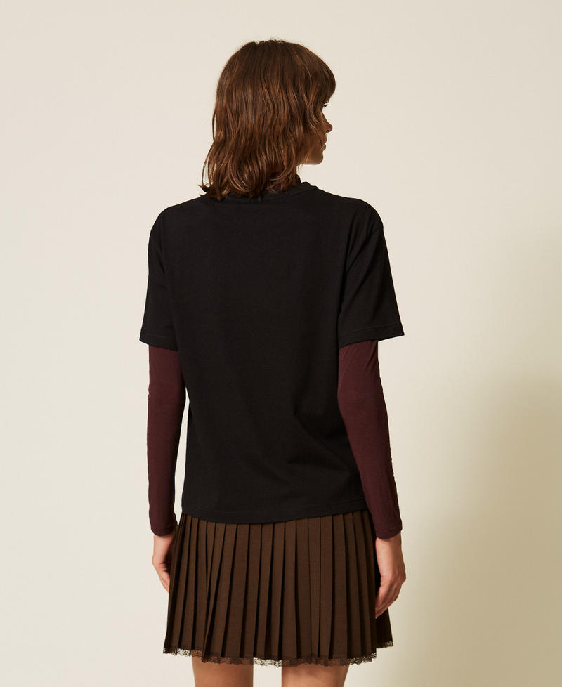 T-shirt regular ras-du-cou avec imprim&eacute; Imprim&eacute; Faon/Noir Femme 262TF2090_14114_03