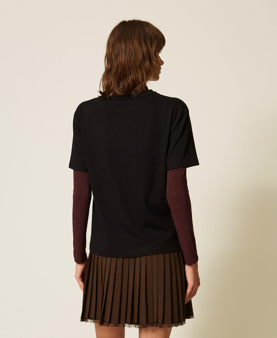 Regular crew neck T-shirt with print Fawn/Black Print Woman 262TF2090_14114_03
