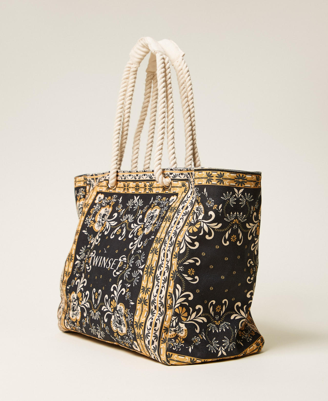 Shopper aus Canvas mit Print Print Foulard Schwarz Frau 261LB7BJJ_13225_02