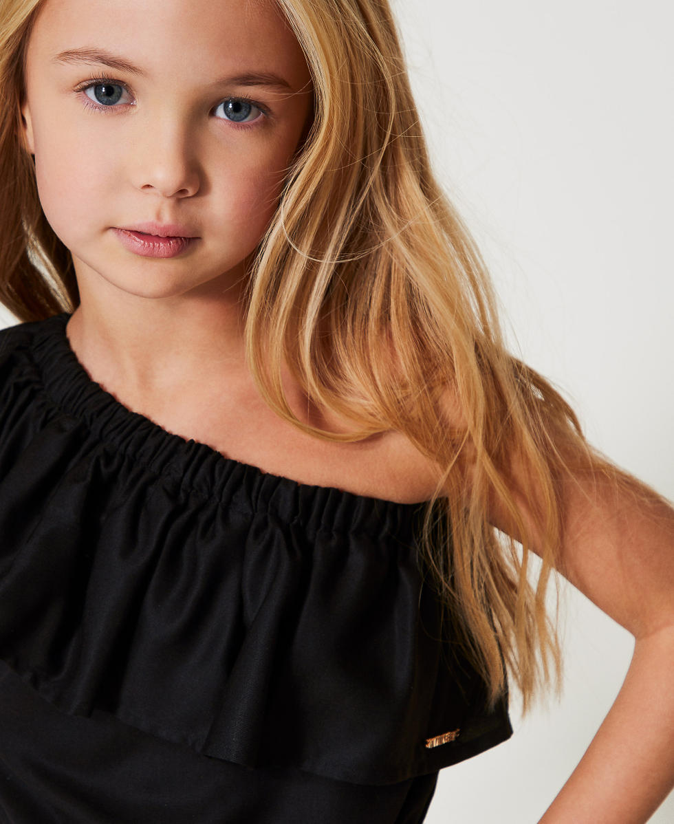 Slated shoulder top with flounce Black Girl 251GJ2463_00006_04