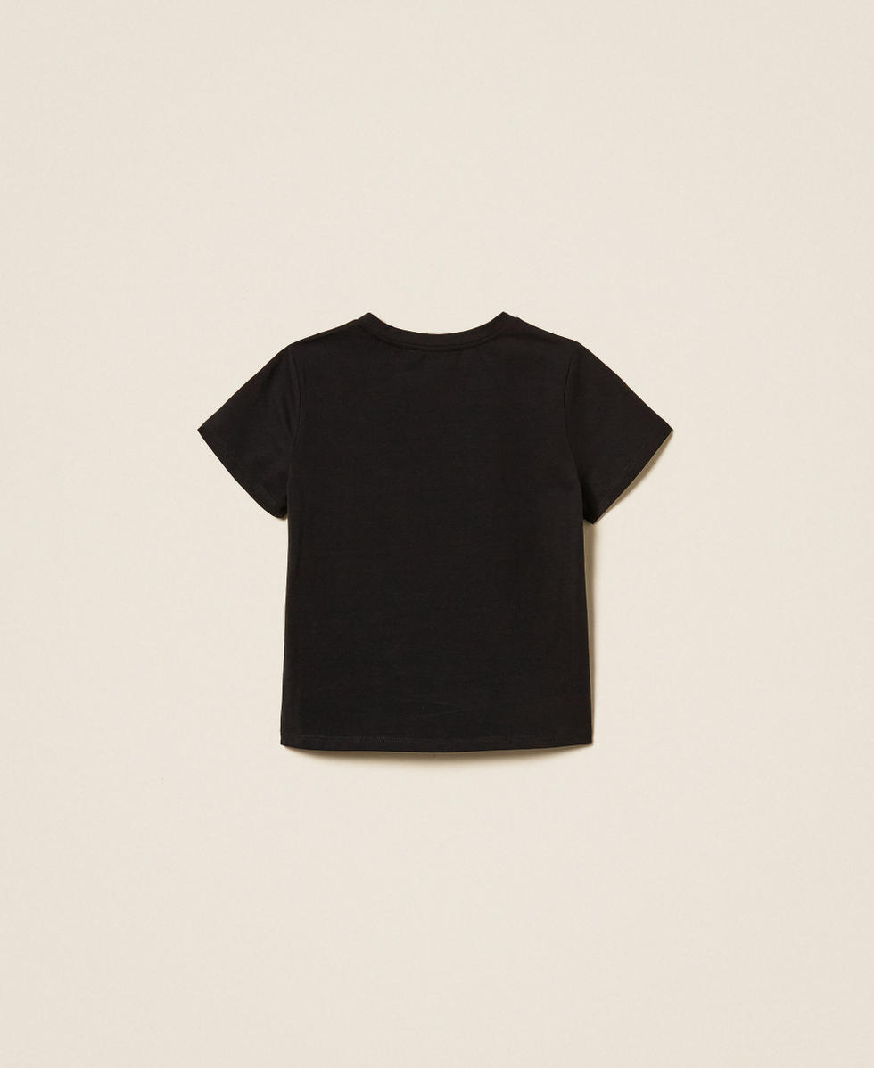 T-shirt regular con logo ricamato Nero Bambina 261GJ2252_00006_S1