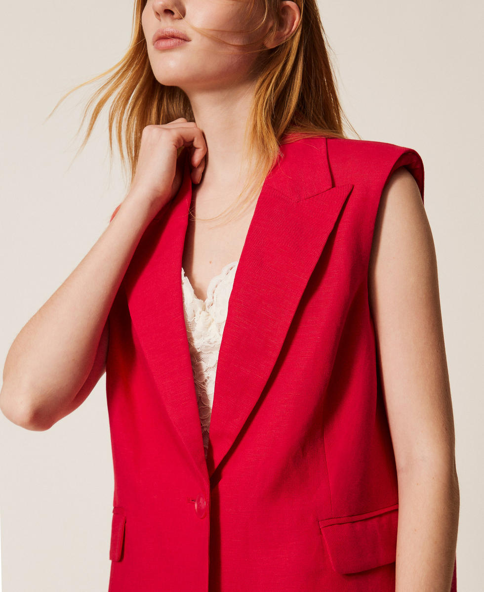 Gilet en lin m&eacute;lang&eacute; Rouge &laquo;&nbsp;Magenta&nbsp;&raquo; Femme 261AP2320_13160_04