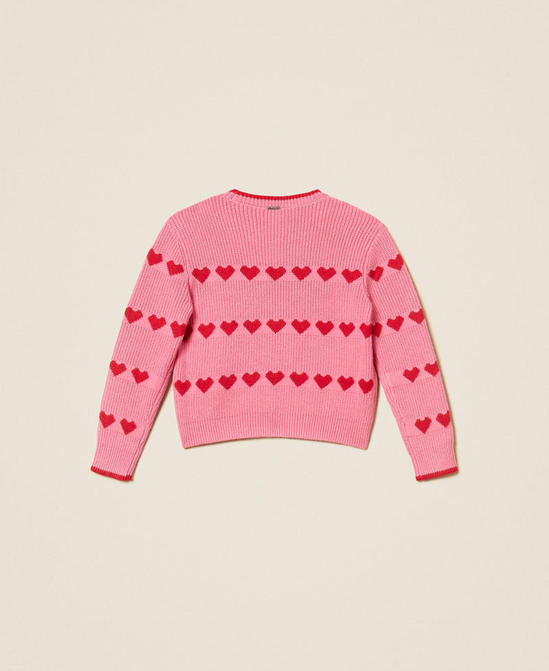 Babypullover mit Jacquardherzen Zweifarbig Azaleenpink / "Magentarot" M&auml;dchen 262GB3030_13792_S1