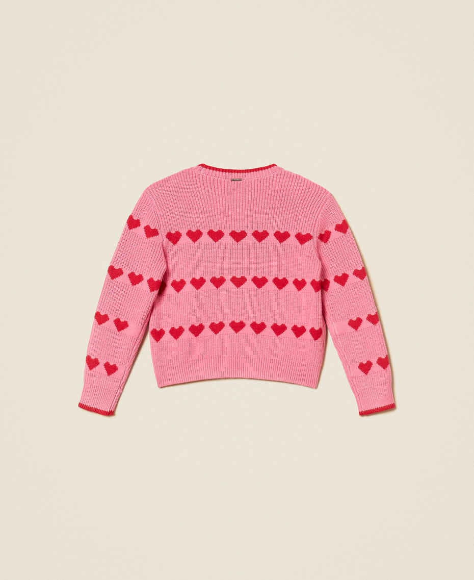 Babypullover mit Jacquardherzen Zweifarbig Azaleenpink / "Magentarot" M&auml;dchen 262GB3030_13792_S1