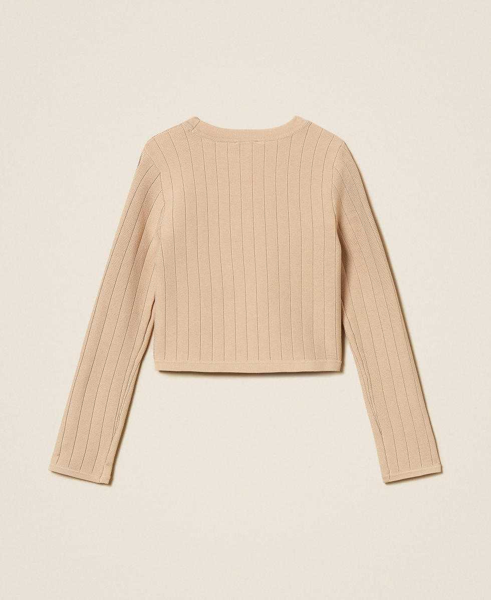 Pull ajour&eacute; avec boutons Beige &laquo;&nbsp;Safari&nbsp;&raquo; Fille 261GJ3Q23_13191_S1