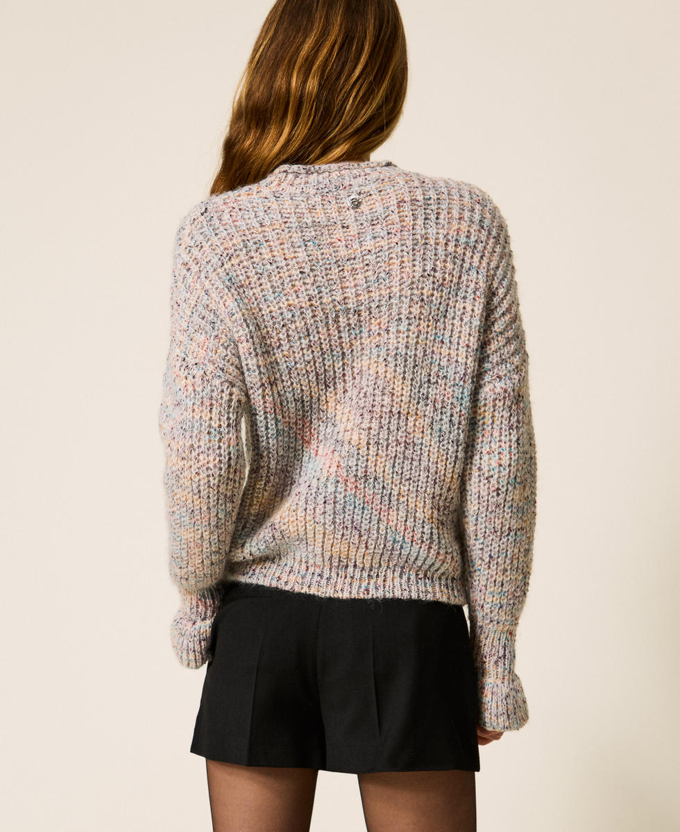 Bunter Pullover mit Volants Tweed Multicolor Frau 252AP3062_12702_02