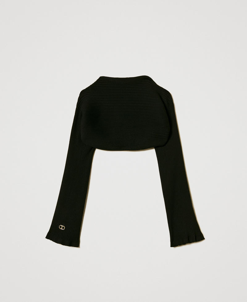Rib knit shrug Black Girl 251GJ3414_00006_S1