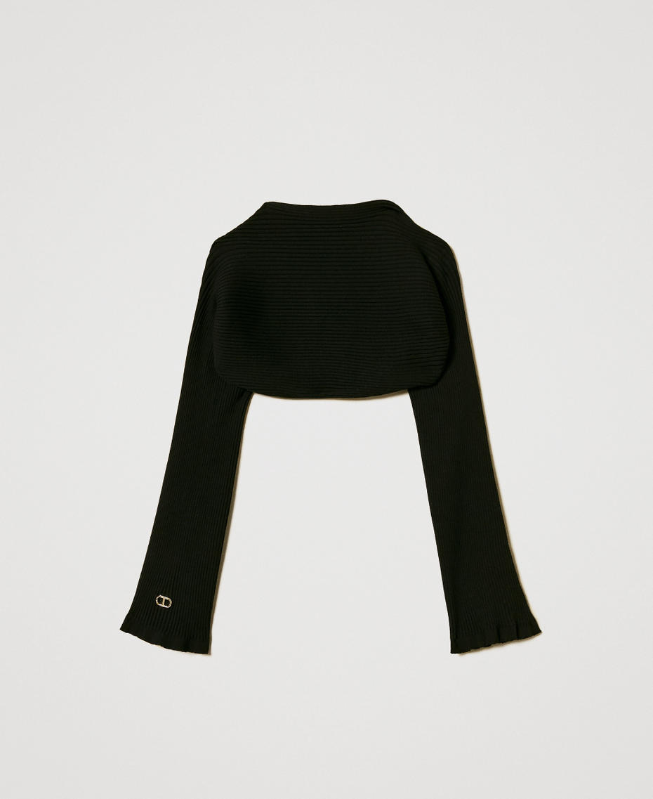 Rib knit shrug Black Girl 251GJ3414_00006_S1