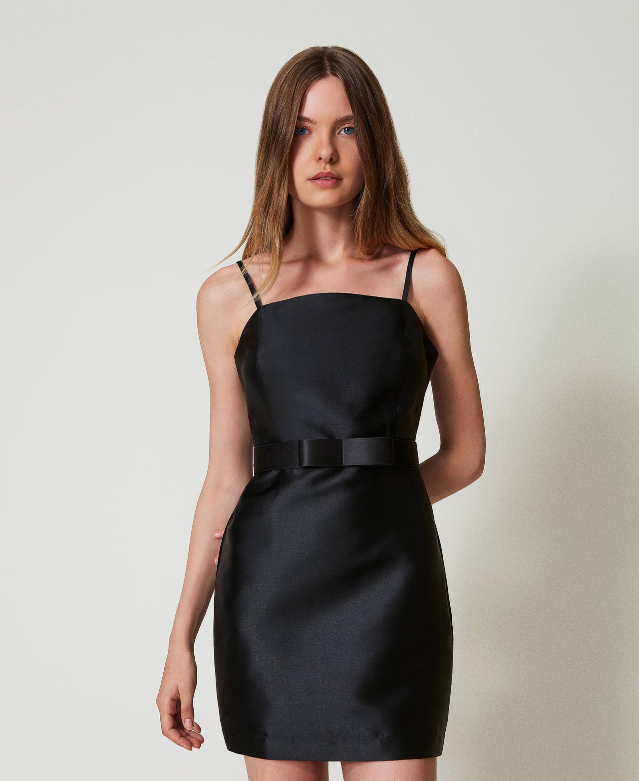 Satin belt with bow Black Woman 242AO5020_00006_0S