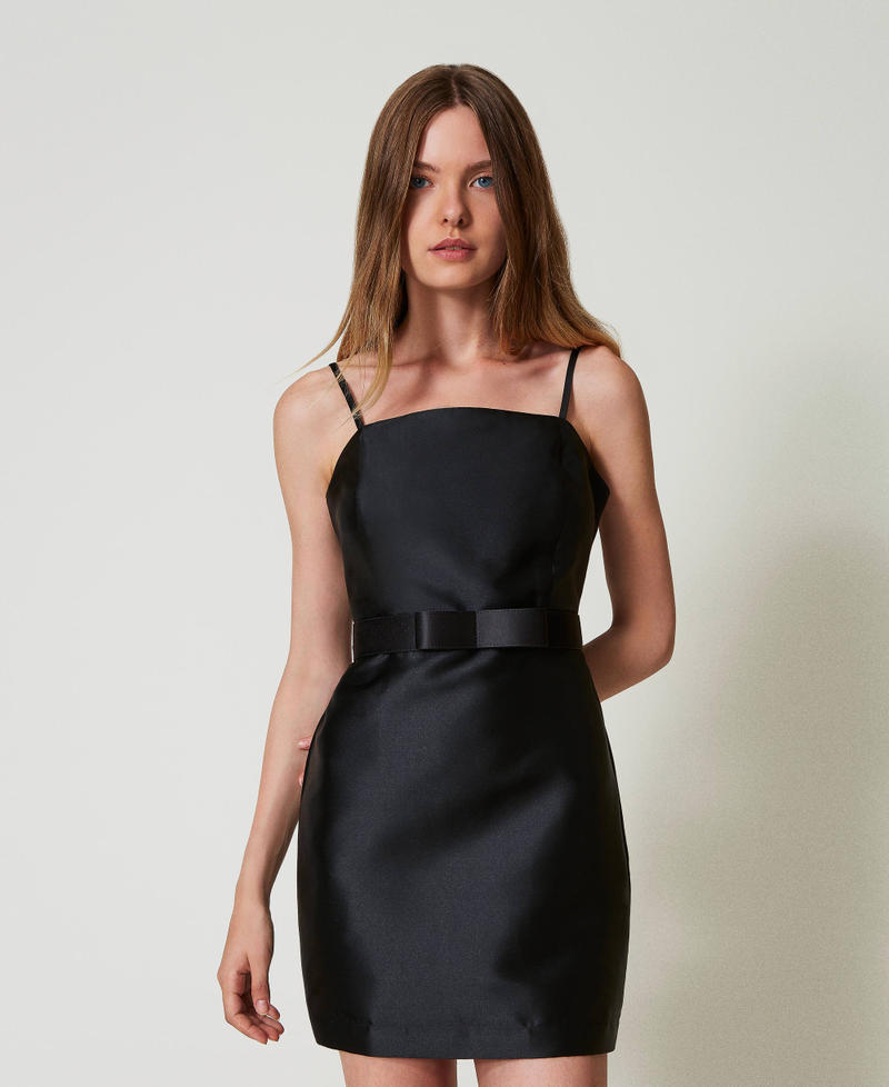 Satin belt with bow Black Woman 242AO5020_00006_0S